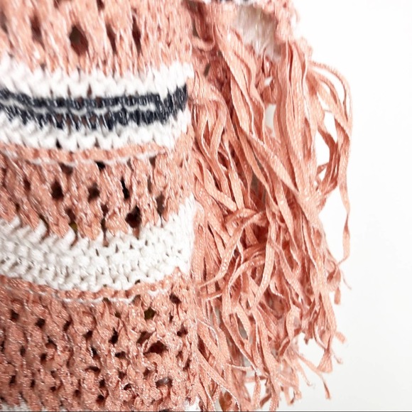 Jessica Simpson Aztec Knit Fringe Tassel Sweater Pink Yellow Women's Size Small - Picture 5 of 7